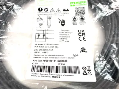 NEW MURRELEKTRONIK SINGLE ENDED M8 FEMALE CORDSET 0° A-COD. LED