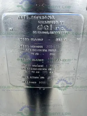 USED DCI 200 LITER STAINLESS STEEL JACKETED  REACTOR MIXING TANK