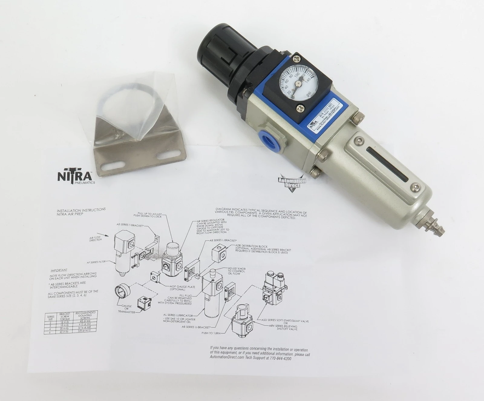 New | in-Stock Nitra Pneumatics AFR-2233-MD Air Pressure Regulators California US | ANACAPA EQUIPMENT BROKERS, INC #1480482