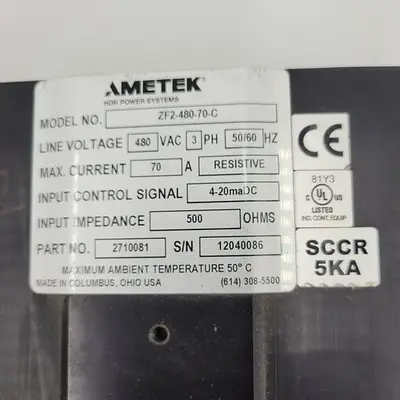 USED AMETEK AMETEK ZF2-480-70-C POWER CONTROL