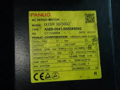 Used 2013 FANUC A06B0041B605#S042 Servo Motors | HGR 24 #730848