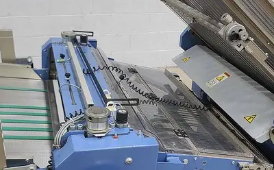 USED 2007 MBO PAPER FOLDER W/ UW UNWINDER, PANEL SHEETER SVC 520C, AND VERTICAL STACKING SVC 520S