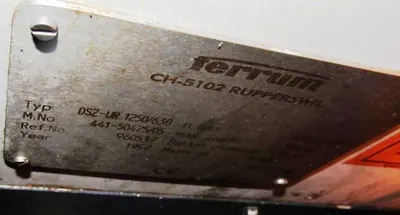 Ferrum DSZ-UR/T/HA 1250/630 perforate basket centrifuge, Eldon-coated.