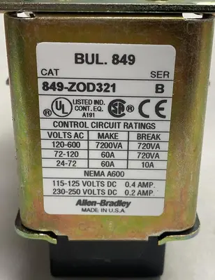 New | in-Stock ALLEN-BRADLEY 849-Z0D321 Miscellaneous Equipment (Electrical & Power) | Surplus Asset Holdings #1188338