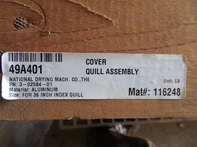 National Drying Machine Co. 3-02584-01 36" Index Quill Assembly Cover New