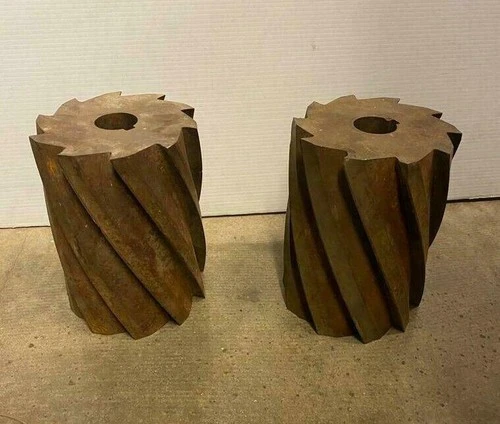 Lot of 2 Vintage HSS Mill Cutters 8" x 6" Rusty Steam Punk Steel Metal