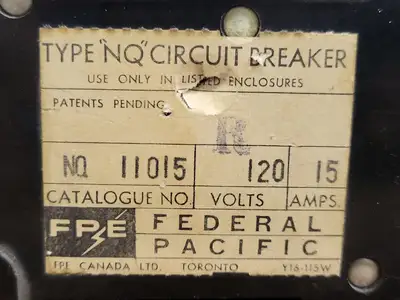 Used FEDERAL PACIFIC NQ11015 Switchgears British Columbia CA | Lenmark #242210