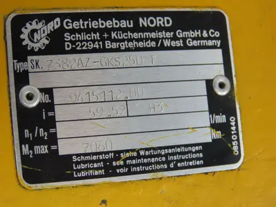 Nord SK 7382 AZ-GKS 250F Clincher Screw Conveyor Gear Drive 59.5:1 Reducer