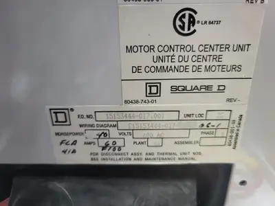 USED SQUARE D MODEL 6