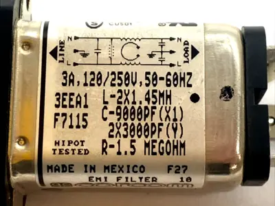 USED CORCOM IEC C14 INLET EMI FILTER FLANGE MOUNT 3A 250V