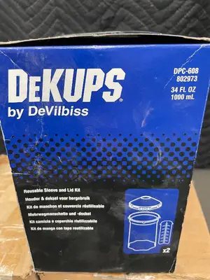 DeKUPS by DeVilbiss Reusable Sleeve & Lid Kit (2) - SX1068 Roller Handle - CQ24-1496 A/C Hose 10 Pack