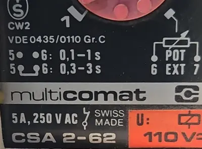 MULTICOMAT CSA 2-62 Time Relay Delay. Loc3D-17