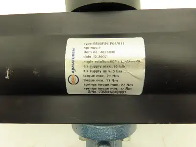 Ebro EB05FS6 F04/V11 DN65 2-1/2" Butterfly Valve & Pneumatic Actuator 14.5 PSI