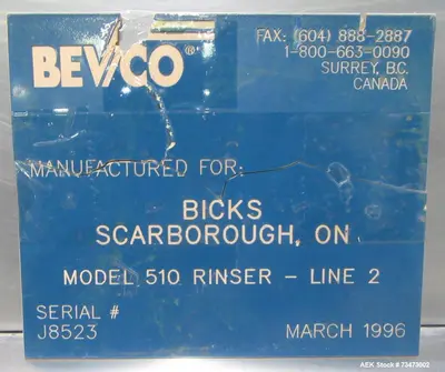 Used BEVCO M250 Bottle Washers Illinois US | Aaron Equipment #1136271