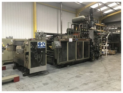 40" Brown model B4042 thermoforming line with , B4042 former and T340 trim press. New 1996