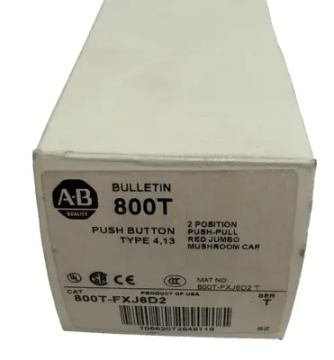 ALLEN BRADLEY 800T-FXJ6D2 PUSH BUTTON SER. T 800TFXJ6D2 NEW, SURPLUS