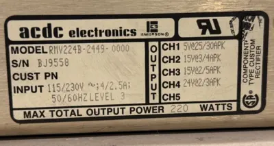 NEW ACDC ELECTRONICS RMV224B-2449-0000