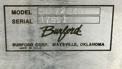 USED BURFORD SO72846 S.S. ACCUMULATION TABLE W/ 2-MOTORS