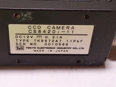 TOKYO ELECTRONIC INDUSTRY CO. CCD CAMERA CS8420i-11 WITH LENS AND CABLE