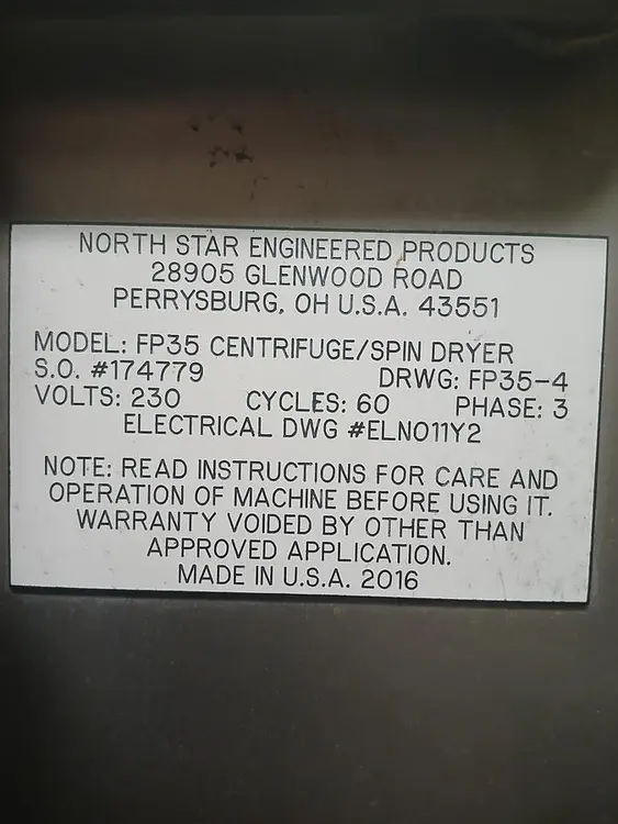 Used 2016 NORTH STAR FP35 Centrifuge - Floor Tennessee US | BAKE Marketing #897576