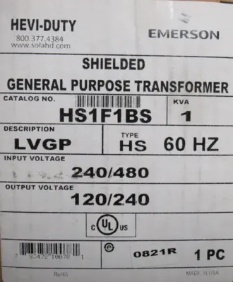 NEW EMERSON HS1F1BS TRANSFORMER 1KVA LVGP
