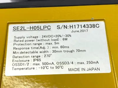 Used IDEC Safety Laser Scanner 5m Protection Range 270° Detection Range Light Curtains & Grids Michigan US | Maverick Industrial Sales #1393110