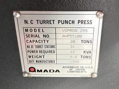 1998 AMADA VIPROS 255 Turret Punches | Elevation Machine (10)