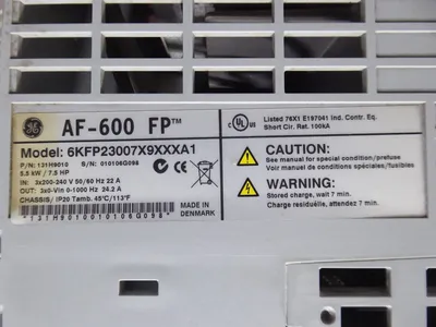 7.5HP General Electric 6KFP23007X9XXXA1 AF-600 FP Variable Frequency Drive Used