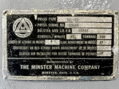 USED MINSTER MINSTER E2-600-60-42 PRESS