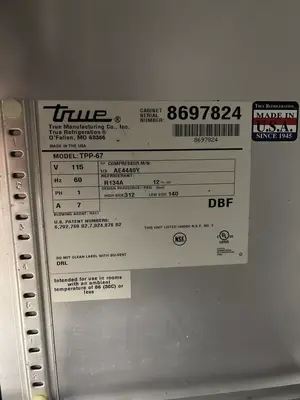 167-0561 True TPP-67 2 Door Self Contained Worktop Pizza Prep Table Cooler