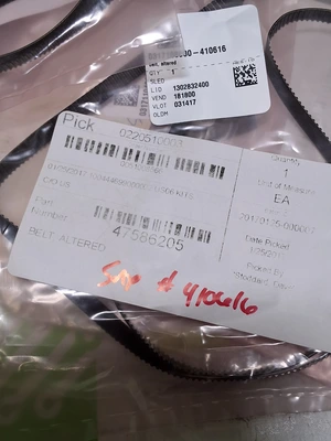 UNIVERSAL INSTRUMENTS 47586205 BELT ALTERED - BRAND NEW