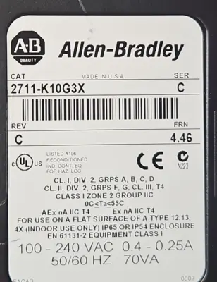 Allen Bradley 2711-K10G3X Ser C Panelview (BIN422)