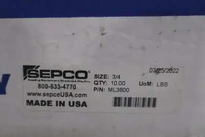 SEPCO ML3600 3/4" PTFE/Graphite Packing 10LBS - STOCK GF681
