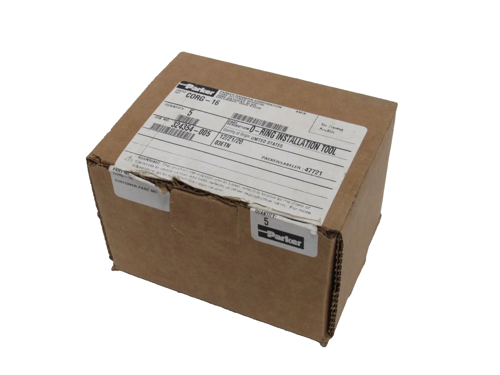 NEW BOX OF 5 PARKER CORG-16 O-RING INSTALLATION TOOL CORG16