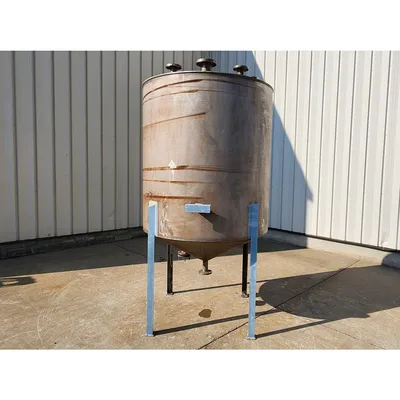 Used Stainless Steel Cone Bottom Liquid Tank - 580 Gal.