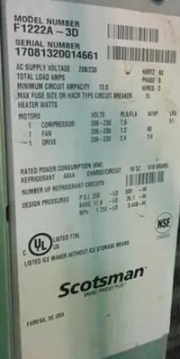 Scotsman ice flaker - 1600 lbs per day with bin