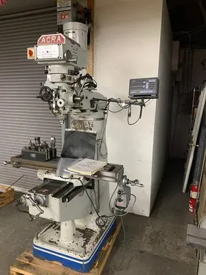 Acra AM2V 3HP Variable Speed Vertical Milling Machine – Power Feed, DRO, Tooling, New 1996!