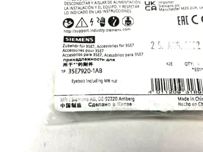 New | in-Stock SIEMENS STEEL EYEBOLT W/ M8 NUTS Bolts Michigan US | Maverick Industrial Sales #1091013