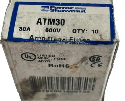 NEW FERRAZ SHAWMUT ATM30 FUSES 30AMP LOT OF 10