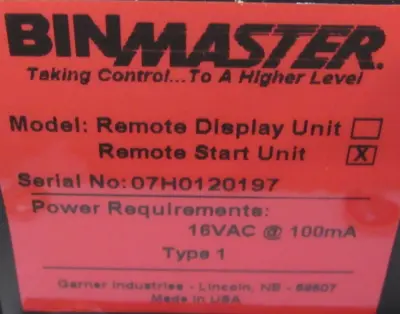USED BINMASTER SMARTBOB/RSU REMOTE START UNIT