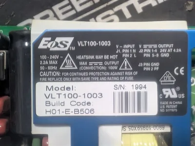 EOS VLT100-1003 Power Supply Module 24VDC 4.2A Output Used