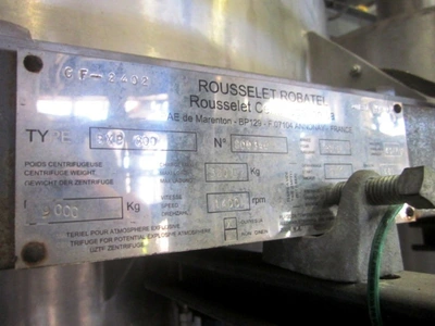 (6) Robatel BXP 800 centrifugal extractors, 316L SS.
