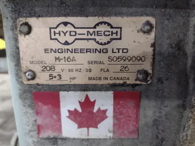 16" x 16" HYD-MECH MODEL #M-16A AUTOMATIC HORIZONTAL BANDSAW WITH POWER MITRE SWIVEL: STOCK #23419