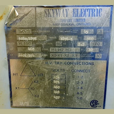 Skyway Electric 45 kVA Transformer