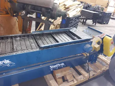 18" WIDE x 96" LONG STEELTRAK MODEL #T2-721-18" FLUTED BELT PARTS CONVEYOR, NEW 2016: YOBRO #24330