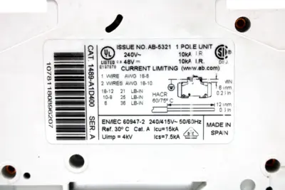 USED ALLEN BRADLEY 1489-A1D400