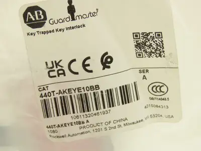 Allen Bradley 440T-MSALE10BB Guardmaster Trapped Key Interlock Switch With Key