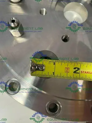 USED BUCHIGLASUTER 14" DIAMETER STAINLESS STEEL VESSEL CAP W/ MULTIPLE PORTS 150 PSI @ 250°C
