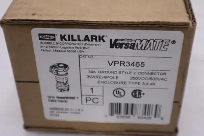 KILLARK VPR3465 30A GROUND STYLE 2 CONNECTOR 3-WIRE 4-POLE STOCK 3706CC