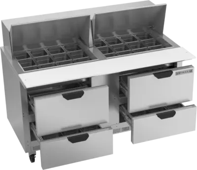 New | in-Stock Beverage Air Old Stock 60" Beverage Air SPED60HC-24M-4 Sandwich Prep Table 4 Drawer Mega Top - WO1 Food Prep Tables Illinois US | Falcon Restaurant Supply #1375349